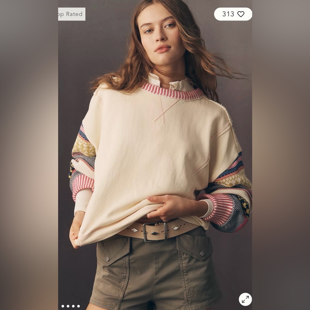 NWOT Size XS Anthropologie Pilcro Fair Isle Sleeve pullover